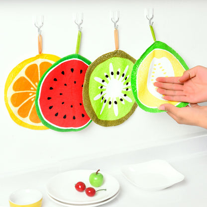 Hanging Cartoon Fruit Pattern Kitchen Towels (Set)