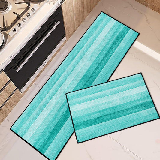 ArrangeWellTurquoise Kitchen Rugs and Mats Non Skid Washable Set of 2