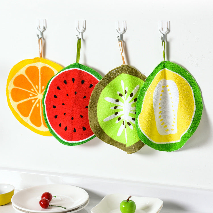 Hanging Cartoon Fruit Pattern Kitchen Towels (Set)